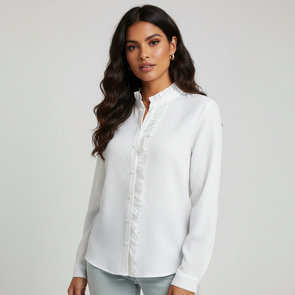Elegante blouse met verfijnde details en soepele pasvorm voor dames in wit