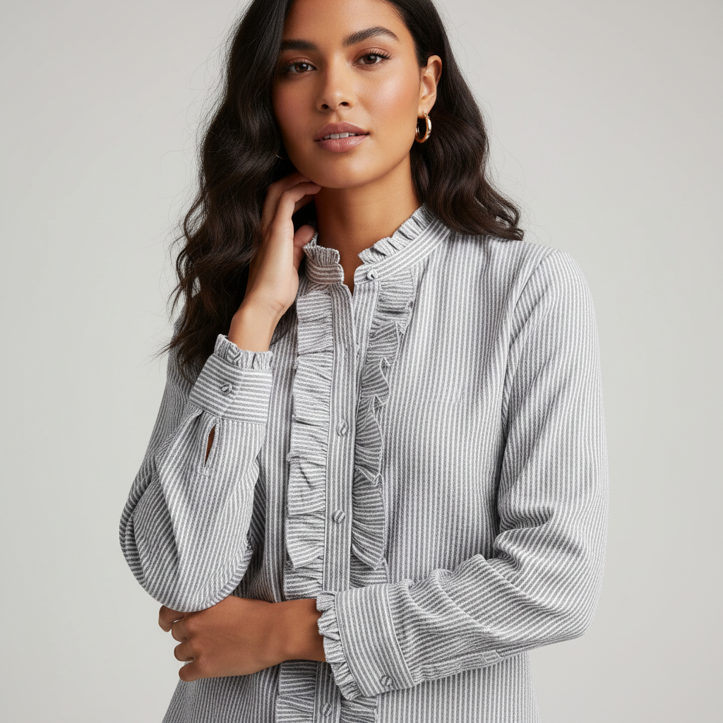 Elegante blouse met verfijnde details en soepele pasvorm voor dames in grijs