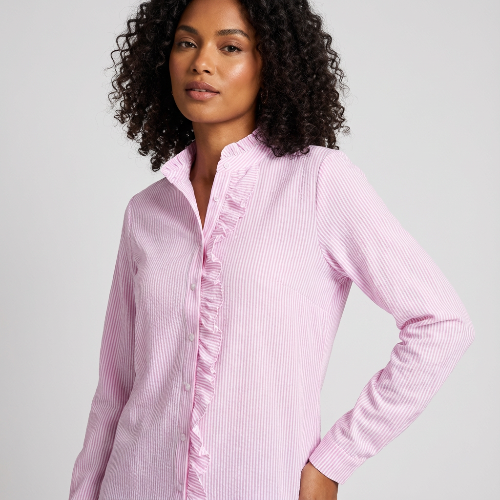 Elegante blouse met verfijnde details en soepele pasvorm voor dames in roze