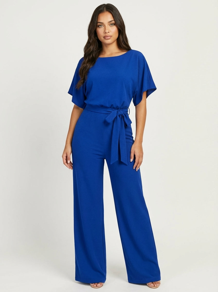 Elegante jumpsuit met tailleceintuur en rechte pijpen voor dames