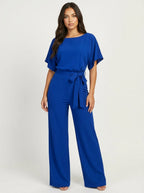 Elegante jumpsuit met tailleceintuur en rechte pijpen voor dames