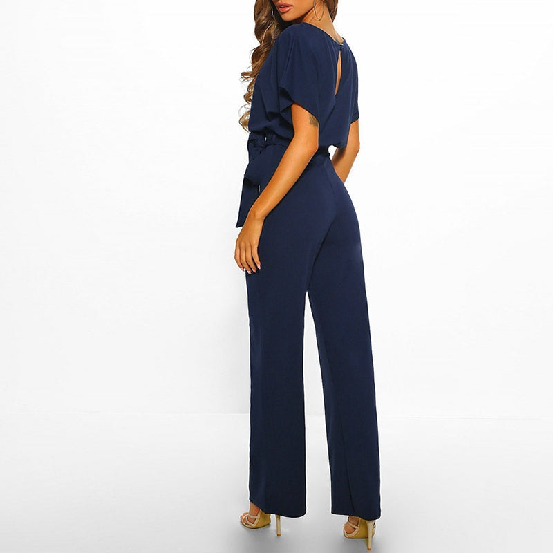 Elegante jumpsuit met tailleceintuur en rechte pijpen voor dames