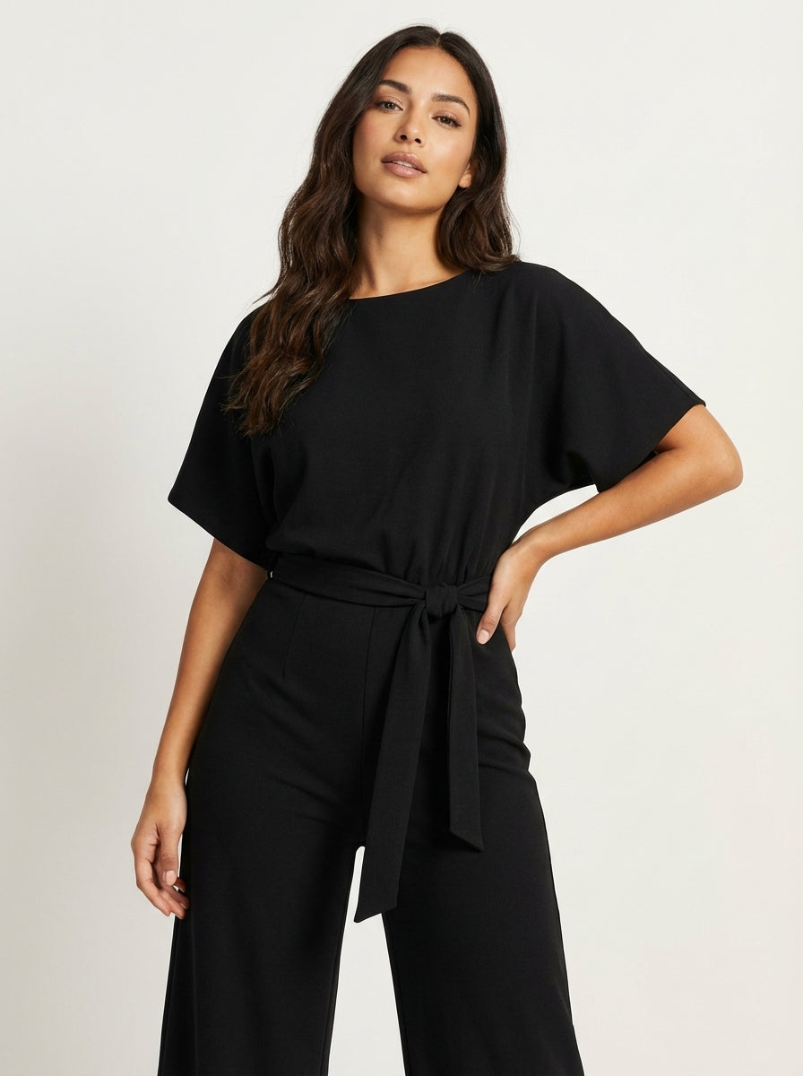 Elegante jumpsuit met tailleceintuur en rechte pijpen voor dames