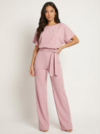 Elegante jumpsuit met tailleceintuur en rechte pijpen voor dames