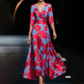 Elegante maxi jurk met bloemenprint in rood