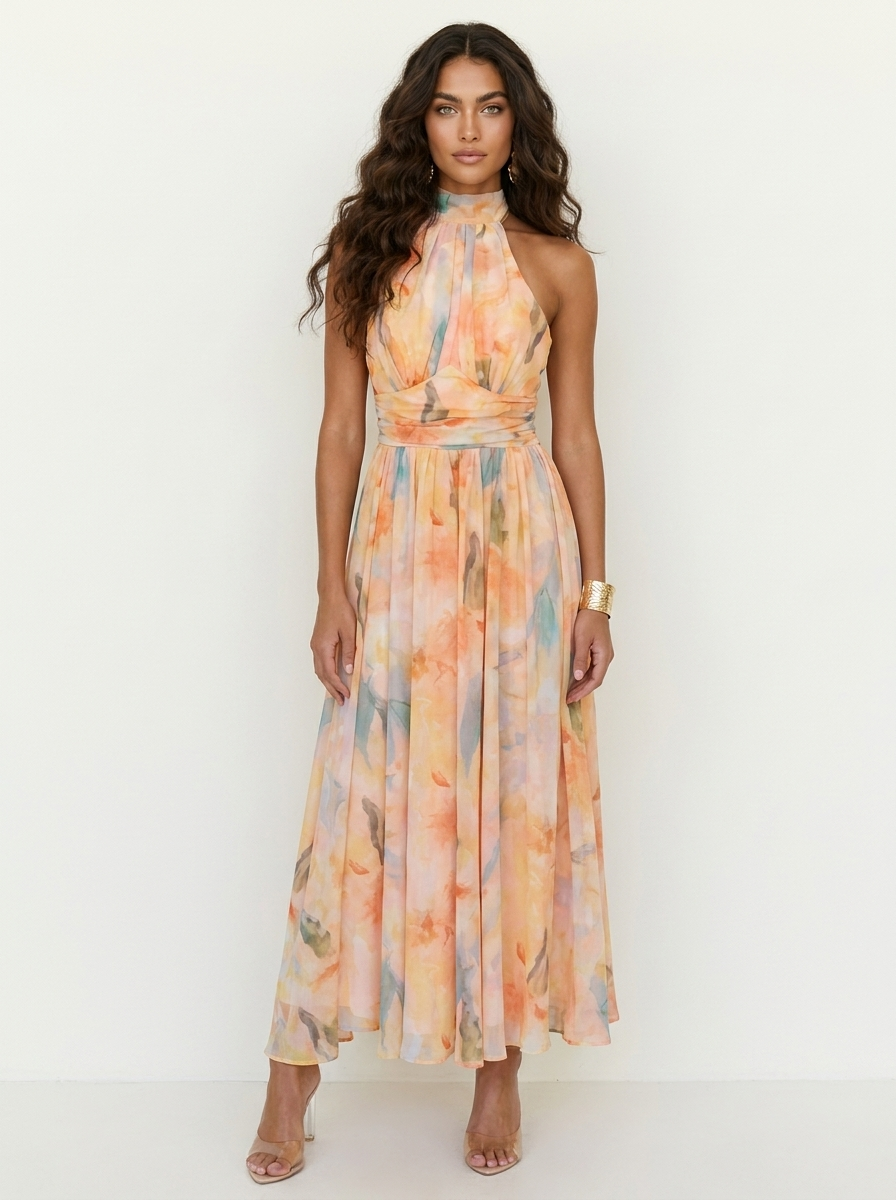 Elegante maxi jurk met halterhals
