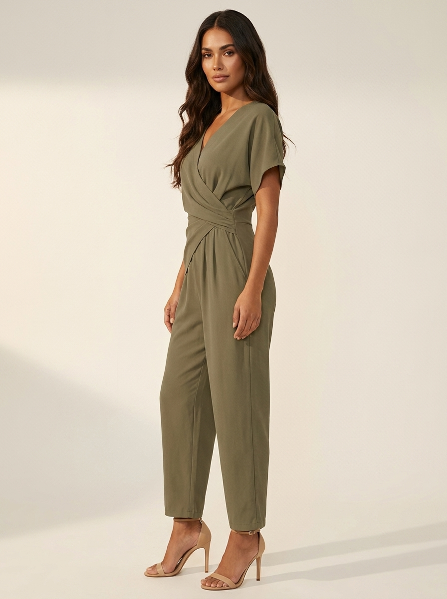 Elegante overslag jumpsuit met wijde pijpen voor dames