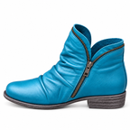 Enkellaarsjes met gedempte zool en stabiele hak voor dames in blauw