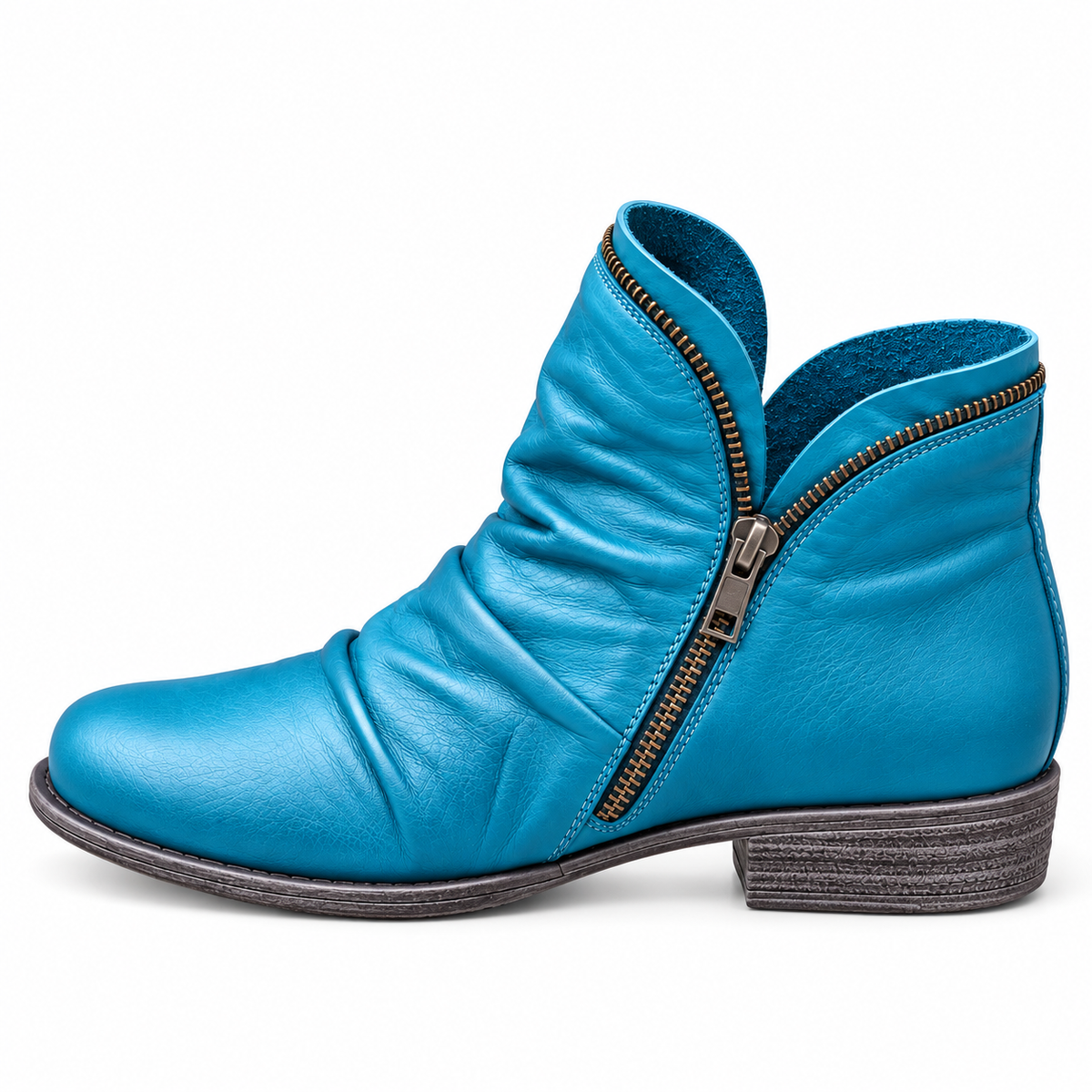 Enkellaarsjes met gedempte zool en stabiele hak voor dames in blauw