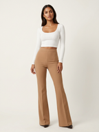 Flared broek met hoge taille in khaki