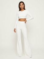 Flared broek met hoge taille in wit