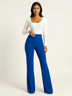 Flared broek met hoge taille in blauw