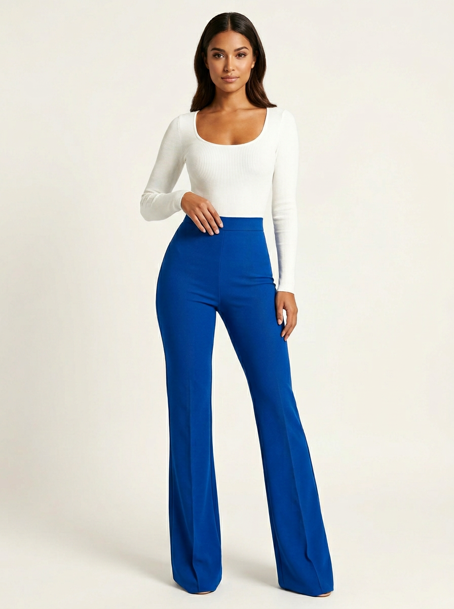 Flared broek met hoge taille in blauw