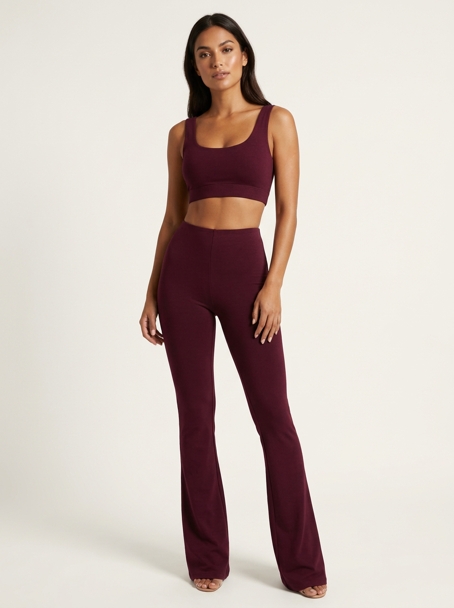 Flared broek met hoge taille in bordeaux rood