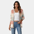 Fris gestreept vest met knoopsluiting in roze