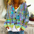 Gebreid vest met bloemenprint en knoopsluiting voor dames