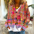 Gebreid vest met bloemenprint en knoopsluiting voor dames