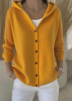 Gebreid vest met capuchon en knoopsluiting voor dames