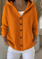 Gebreid vest met capuchon en knoopsluiting voor dames
