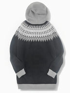 Gebreid vest met capuchon en noorse print voor dames