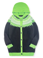 Gebreid vest met capuchon en noorse print voor dames