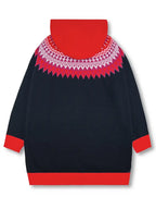 Gebreid vest met capuchon en noorse print voor dames