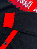Gebreid vest met capuchon en noorse print voor dames