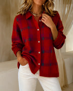 Gebreid vest met ruitpatroon en knoopsluiting voor dames