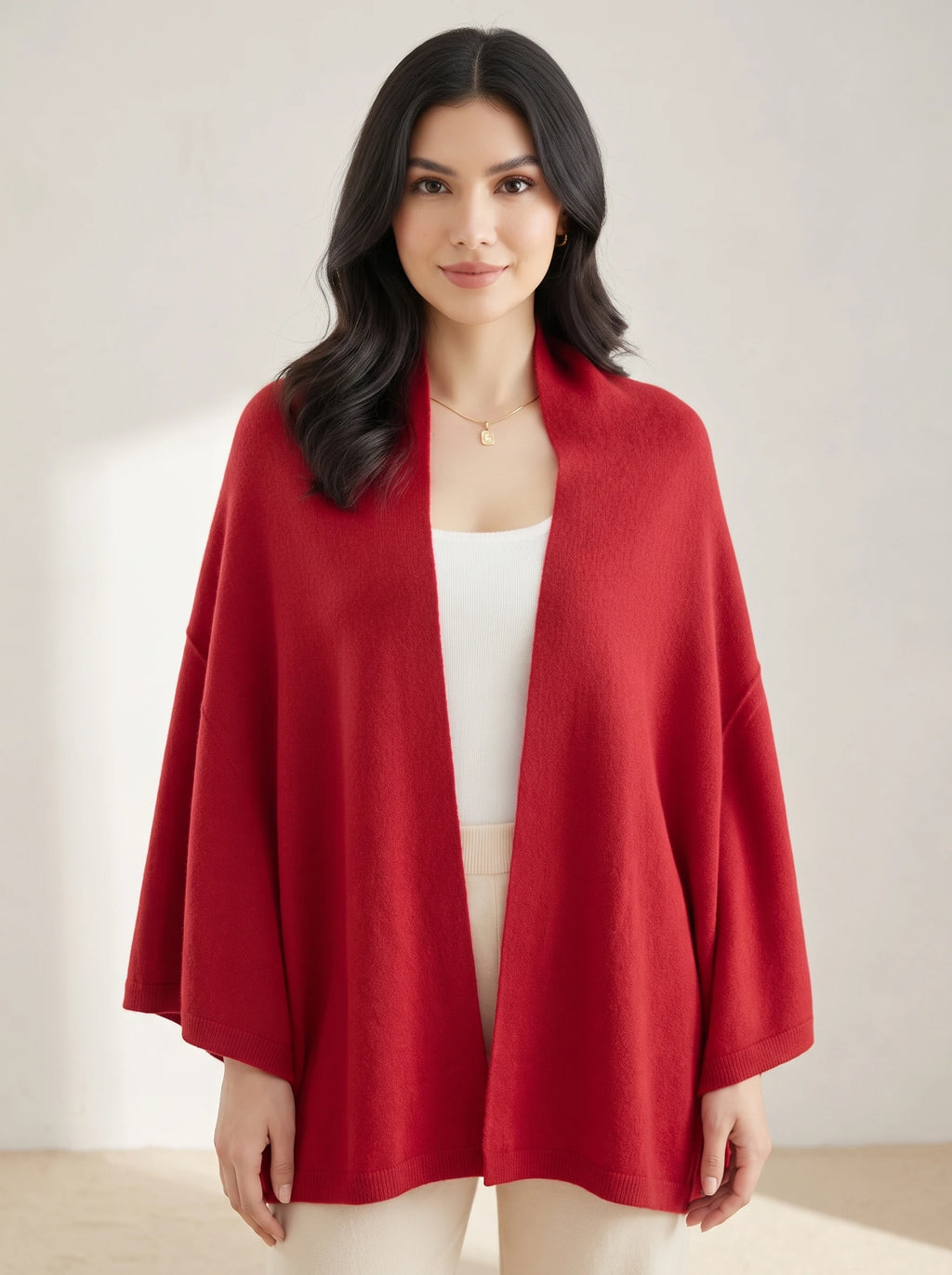 Gebreid vest met sjaalfunctie en zachte afwerking voor dames in rood