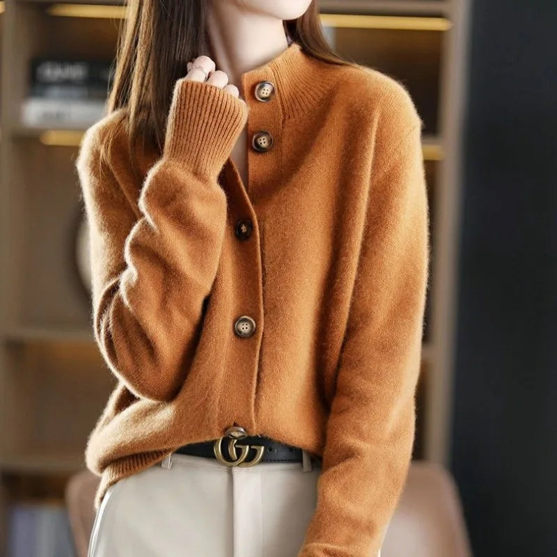 Gebreide cardigan met ribgebreide boorden voor dames