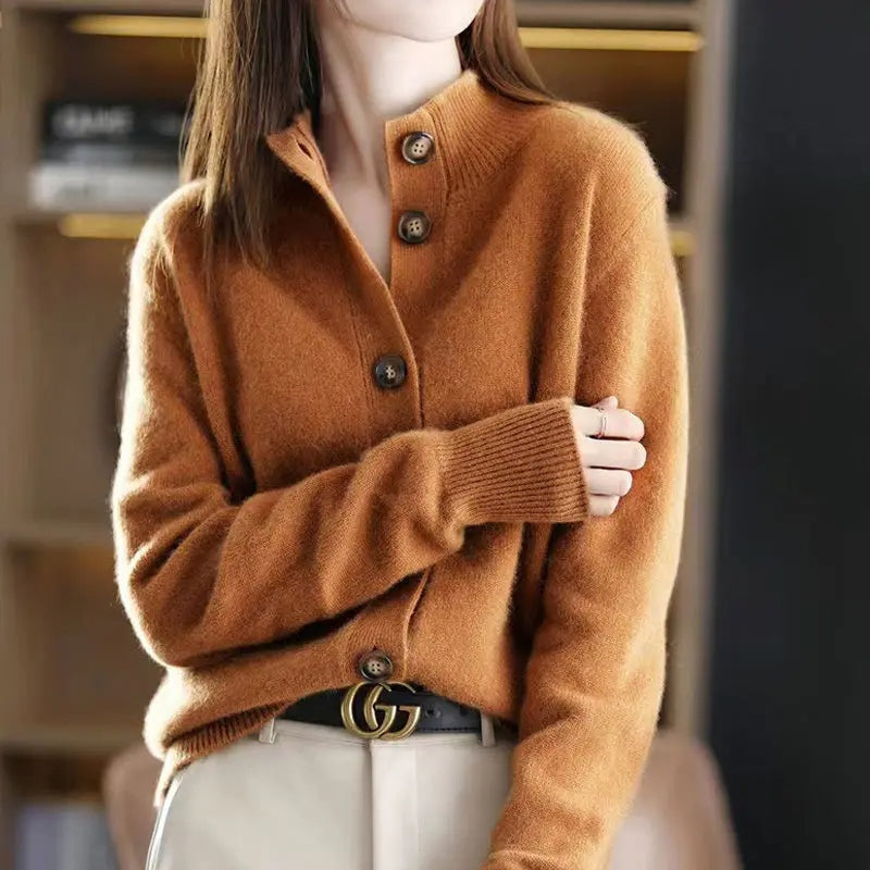 Gebreide cardigan met ribgebreide boorden voor dames