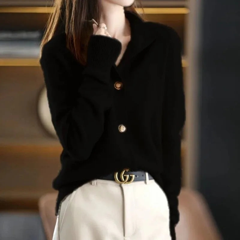 Gebreide cardigan met ribgebreide boorden voor dames