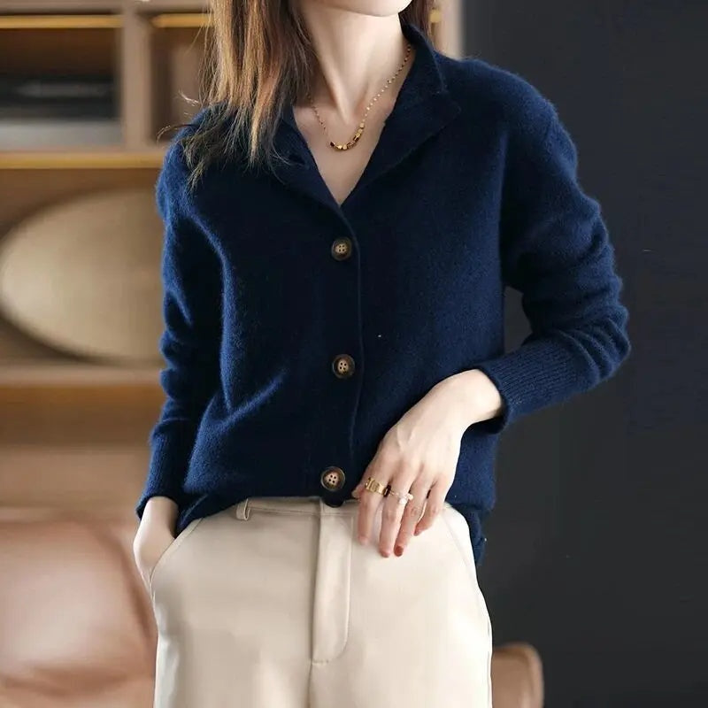 Gebreide cardigan met ribgebreide boorden voor dames