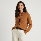 Gebreide cardigan met ribgebreide boorden voor dames in oranje
