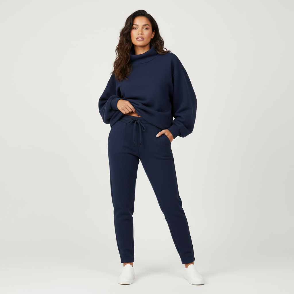 Gebreide lounge set met relaxte pasvorm voor dames in donkerblauw