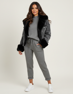 Gebreide lounge set met relaxte pasvorm voor dames in grijs