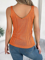 Gebreide tanktop met chevron patroon en V-hals voor dames