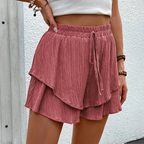 Gelaagde ruffle short met elastische taille voor dames