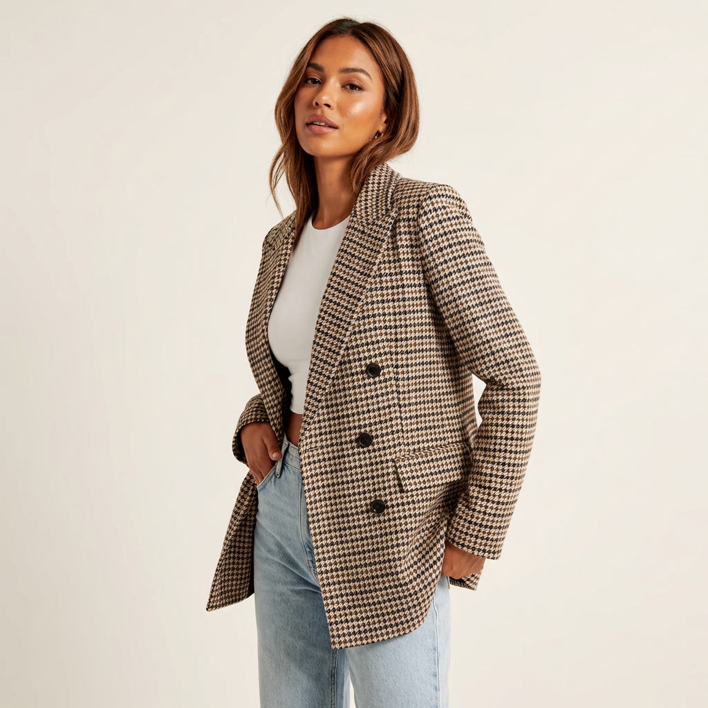 Geruite blazer met klassieke knoopsluiting voor dames in geruit