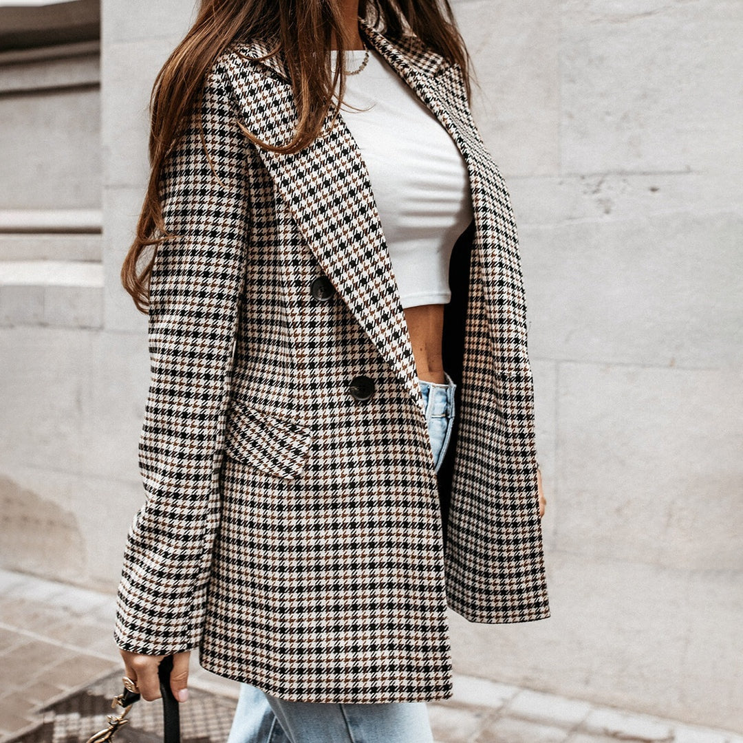 Geruite blazer met klassieke knoopsluiting voor dames in geruit