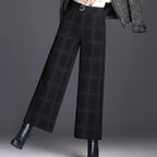 Geruite pantalon met wijde pijpen voor dames
