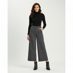 Geruite pantalon met wijde pijpen voor dames