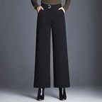 Geruite pantalon met wijde pijpen voor dames in zwart