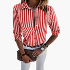 Gestreepte blouse met lange mouwen en klassieke kraag voor dames