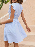 Gestreepte zomerjurk met smocked taille voor dames