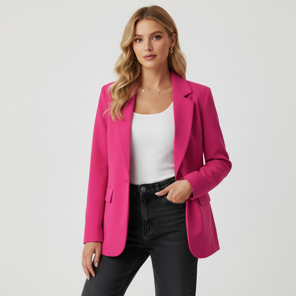 Getailleerde blazer met vrouwelijk silhouet voor dames in roze