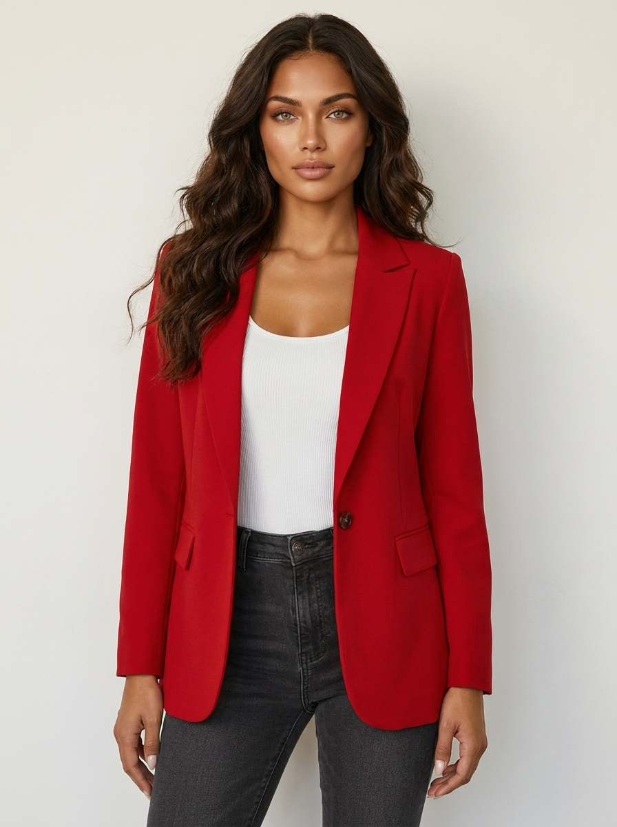 Getailleerde blazer met vrouwelijk silhouet voor dames in rood