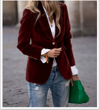 Getailleerde blazer met goudkleurige knopen voor dames in wijnrood
