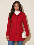 Getailleerde jas met knoopsluiting en lange mouwen voor dames in rood