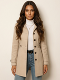Getailleerde jas met knoopsluiting en lange mouwen voor dames in beige
